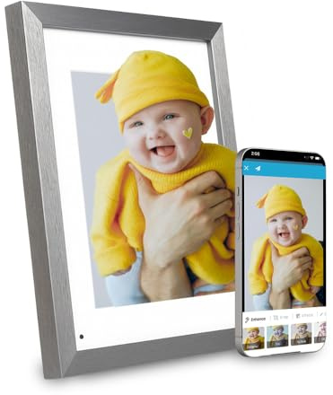 Gallery 10.1” HD WiFi Digital Picture Frame | Touch Screen with Easy Setup Free Photoshare App, Unique Gifts for Parents and Grandparents | Simply Smart Home | Chrome Finish