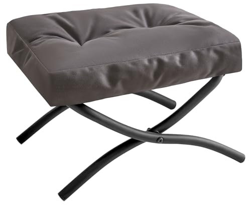 IBUYKE 11.8” H Klappbare Fußstütze Hocker, Rechteckige Kleine Fußhocker Akzent Ottomane für Lazy Chair, Moderne Tragbare Fußablage Hocker für Wohnzimmer Schlafzimmer, Dunkelgrau WBD020BG