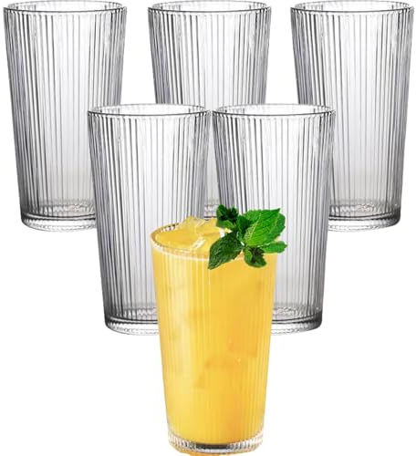Habwah Plastic Tumblers, Water Cups Acrylic Drinking Glasses Tumblers, 6 Pcs Picnic Drinkware, Stackable Glassware Cocktail Glasses for Beach Party Beer, Tea, Juice (400ml)