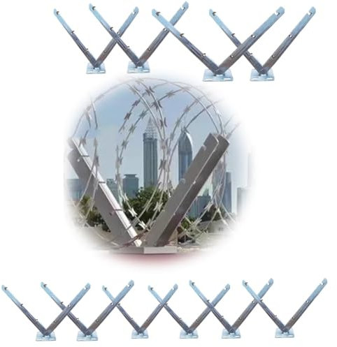 GRRICEPL 5 Paar Rasiermesserdraht Halterung, Stacheldraht V-Verlängerungsbügel/Arm, Roll Concertina Gartenzaun Drahtbügel, Feuerverzinkte V-Klammer
