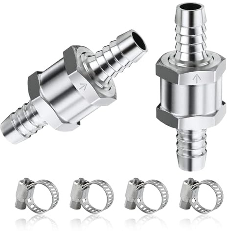 Yuentoen 2 válvulas antirretorno de 16 mm, válvula antirretorno para combustible, válvula antirretorno de combustible, válvula de aluminio para gasolina, agua, cromo, coche, sistema de baja presión