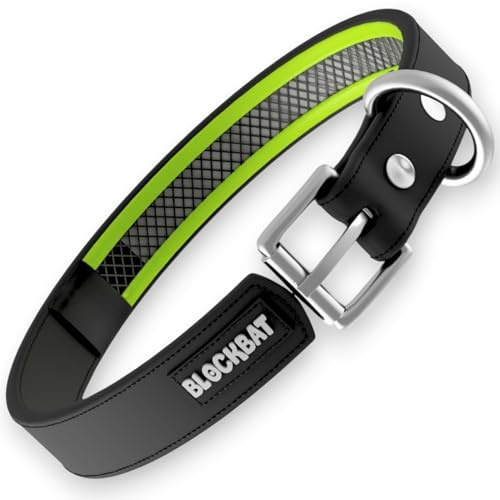 BLOCKBAT® Collar Perro, con Alojamiento y Protección del Collar Antiparasitario de hasta 15mm de Ancho | con Malla Interna y Cierre | Collar Perro Grande Mediano Pequeño Coleira Cao (Negro XL)