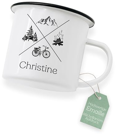 ABENTEUERNAH X Tasse Fahrrad, Kaffeetasse Camper, Outdoortasse Angler, Emailletasse Mann, Fahrradgeschenk, Vatertag Geschenk, Becher, Outdoor Flasche personalisiert (Fahrrad)