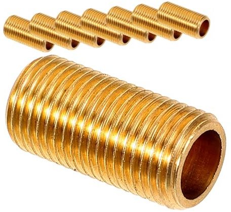 DOITOOL de Varilla Roscada de Cobre Dorado M10, Rosca Completa y Interior Hueco Roscada Completa 8 Piezas para Aplicaciones de Herrajes y Reparación de Lámparas