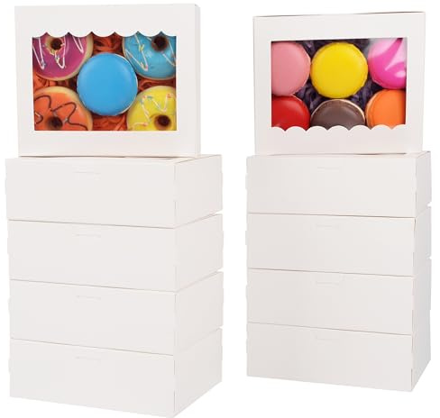 GXFCING 15Pcs White Cookie Boxes with Window 6 x 5 x 2 inches Disposable Food Grade Small Bakery Boxes for Brownie Biscuit Macaron Candy Sweet Chocolate Packing