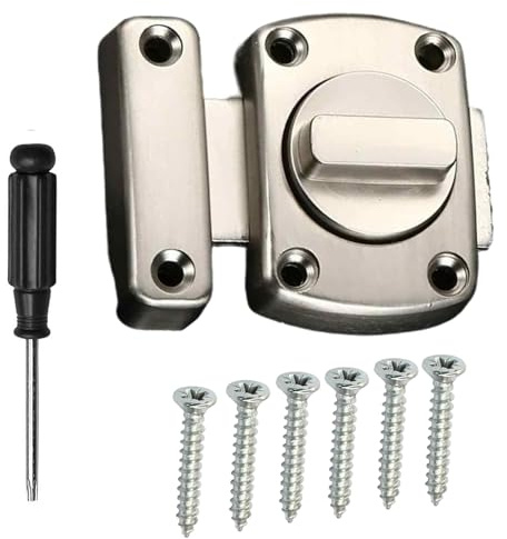 Rotate Bolt Latch Lock, Bathroom Door Lock, Stainless Steel Gate Bathroom Door Lock, Bathroom Toilet Door Latch for Securing Internal Doors, Brushed Finished for Various Doors