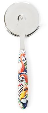 Excelsa Tropical Chic Rotella Tagliapizza, Manico Decorato con Motivi Tropicali, Acciaio Inox