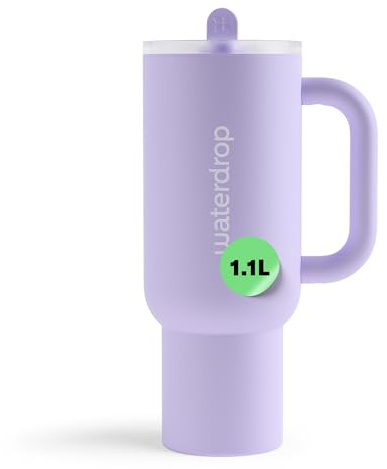 waterdrop® Botella Agua Acero Inoxidable 1.1 Litros - Thermo Conserva el Frío 12 Horas - con Pajita - Taza Térmica - Botella Térmica - Vaso Térmico