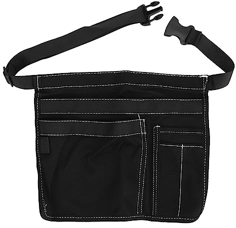 OKOVO Garden Tool Waist Apron Durable Oxford Cloth Multiple Pockets Adjustable Belt Bag Gardening Work [Men Women] (Black)