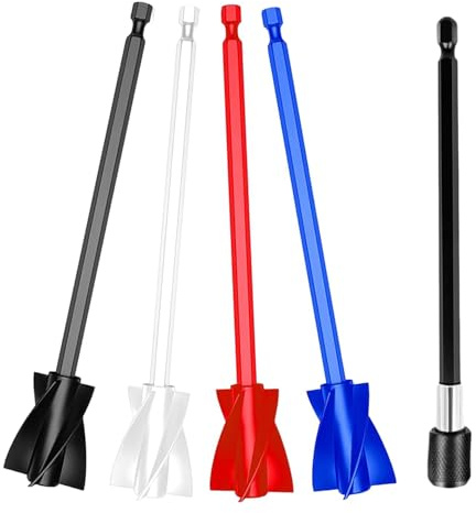 5-Piece Paint Mixer Set for Drill - Includes 4 Mixing Paddles & 15cm Extension Rod - Efficient Stirring Tool for Paints, Stains & Adhesives