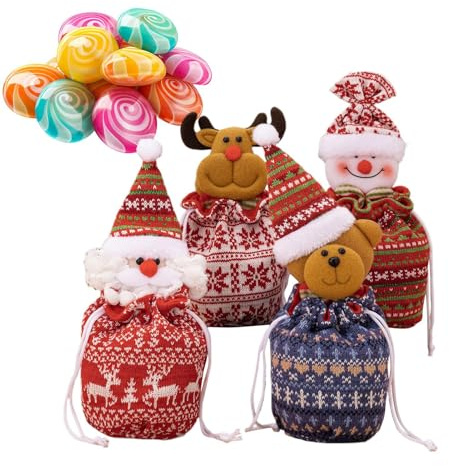 Weihnachtsliegezugbeutel - Weihnachtsgeschenke Geschenktüten, Weihnachts -Weihnachtspapier -Taschen, Draw String Rentier Doll Beutel, Für Familienfreunde Nachbarn Kollegen Kinder Kinder
