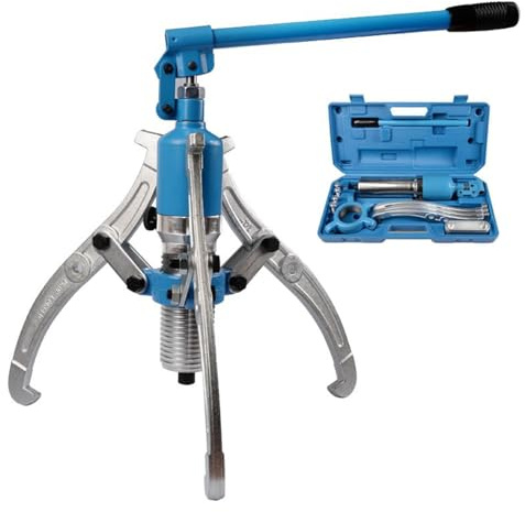 RLCJBMSUG Kit di Estrazione idraulica 5T/10T/20T, estrattore Idraulico per mozzi con Cuscinetto, con Cassetta degli Attrezzi, 2 o 3 Griffe Regolabili, per riparazioni meccaniche e Estrazione di mozzi