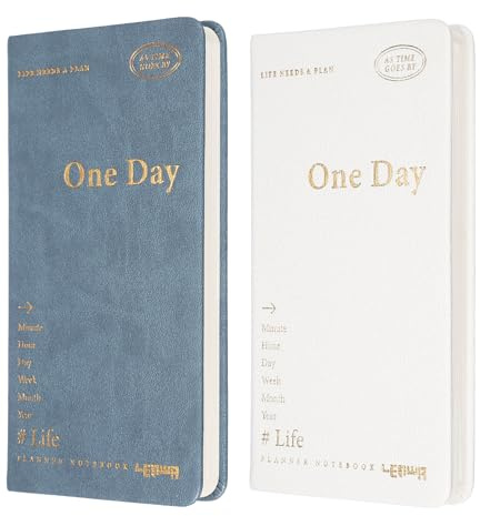 PATIKIL 2 uds. Cuaderno, 7 x 3.8 96 hojas, Diario sin Fechas, Lista de Tareas, Cuaderno de Metas Diarias/Semanales, Blanco, Azul