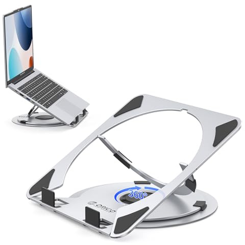 ORICO Support PC Portable Aluminium réglable en Hauteur 360° – NS1 | Poste de travail stable - Structure renforcée en aluminium pour un maintien fiable des grands ordinateurs portables.