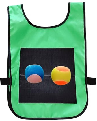 Klettballspiel,Sticky Ball Weste,Völkerballspiel Set, 2 Zielwesten mit 4 Klettbälle Wurfspiel mit Klebejacke Klettball Weste Set,Völkerball Spiel Klettballspiel für Kinder im Innen,Außenbereich (Grün)