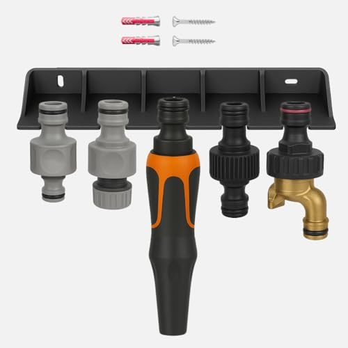 Naturalspring® Wandhalter kompatibel mit Gardena Adapter Kupplungen & Düsen inkl. Schrauben & Dübel platzsparend sicherer Halt für bis zu 5 Adapter