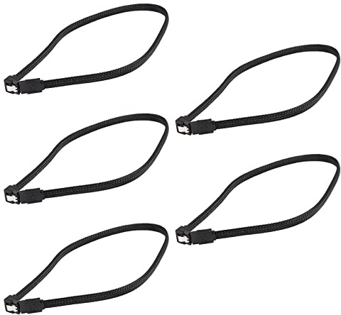 Hndhbfgrt 5X 50cm Sata 3.0 III Sata3 Cable de Datos de 7 Pines Cables Ssd 6Gb/S de ÁNgulo Recto Cable de Datos de Disco Duro HDD con de Nylon (Negro)