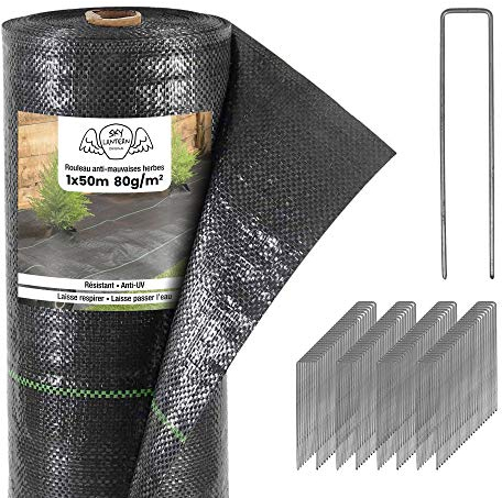 SKYLANTERN - Lienzo de tapicería (100 g/m², con sardinas, – Geotextil antirepelente, 50 x 1 m, para jardín huerto – Lona antimaleza 100 g para huerto