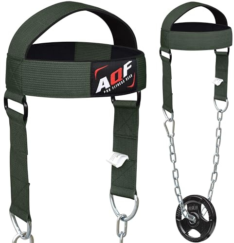 AQF Allenamento Collo, Boxe & Fitness Neck Builder Straps, Supporto Allenamento Collo Pesi, Regolabile Dip Catena Cintura, Neoprene Imbottito Testa Di Formazione Imbracatura