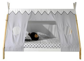 Vipack Bett LP 90 x 200 cm mit Zelthimmel, Grau/Weiß