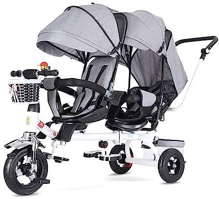 WAGLOS Sillas gemelares Triciclo Gemelo portátil Marco de Acero al Carbono Cochecito Doble con Dosel Cochecito Doble Cochecito de bebé Ligero portátil