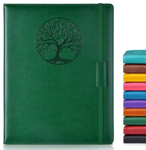 Biuwory Cuaderno rayado A4 para mujeres y hombres, 256 páginas, diario de cuero de tapa dura para escribir, viajes, trabajo, escuela, cuadernos universitarios rayados para tomar notas, cuaderno