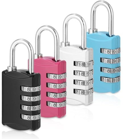 Xespis 4 Pezzi Lucchetto Combinazione, Serratura a Combinazione 4 Cifre, Lucchetto Armadietto, Lucchetto Valigia in Lega di Zinco, Impermeabile, per Palestra, Garage, Scuola, Cancello