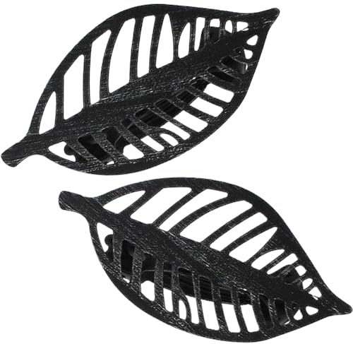 2 Embrasses, Pinces à Rideaux décoration en Metal, modèle Feuille Couleur Noir et Argent