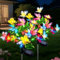 Lampe Solaire Exterieur Jardin, 2 Piéces Papillon Lumière et Feuille d'Arbre, 2 Modes Décoration Jardin Extérieur Solaire Étanche, Éclairage Solaires Deco pour Patio Allée Cour Porche Noël