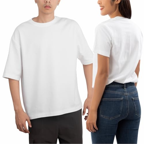 lepni.me T-Shirt Surdimensionné Unisexe Personnalisé avec Texte, Photo ou Logo sur Mesure | Créez Votre Propre Design Recto Verso | Tee Shirt Oversize Femme Homme (XXL Blanc sans Impression)