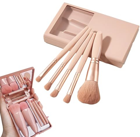 10 stycken bärbart penselset, makeup med spegel, professionell förpackad sminkborste, mini-multifunktionell sminkborstset, sminkborste för ögonskuggor, höjdpunkter och konturer (flerfärgad 1)