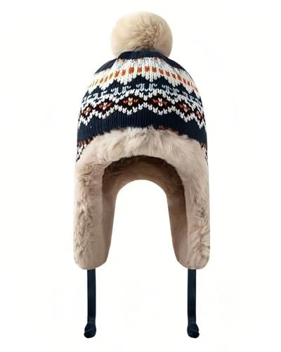 MLPKOI Winter Peruvian Hat, Chapeau d'hiver Chaud, Bonnet Tricoté Flexible avec Boule De Poils, Tricoté Pompon Bonnet Bonnet-Taille Unique, Chapeau en Peluche Douce, Produits D'Extérieur d'hiver