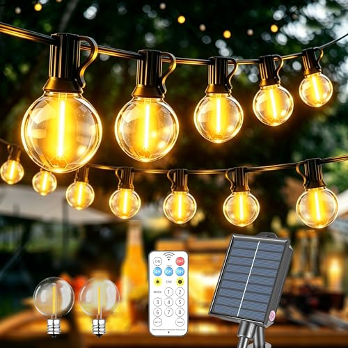 Kemoribe 20M Guirnalda Luces Exterior Solar, 30+2 LED Luces LED Exterior Solares Jardin IP44 Impermeable, decoracion jardin exterior Enchufables 2700 K Blanco Cálido para Patio Jardín Cafe Fiesta