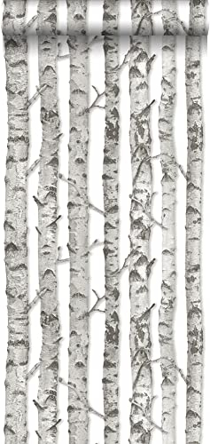 Esta Home Tapete Birkenstämme Hellgrau 53 cm x 10.05 m