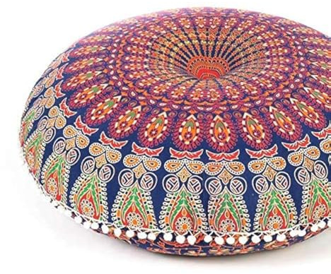 Eyes of India Boden-Meditationskissenbezug Mandala ca. 81 cm Deko-Hippie-Bohemian-Boho-Indien, Puff, Ottoman/Hocker Dark Blue #2