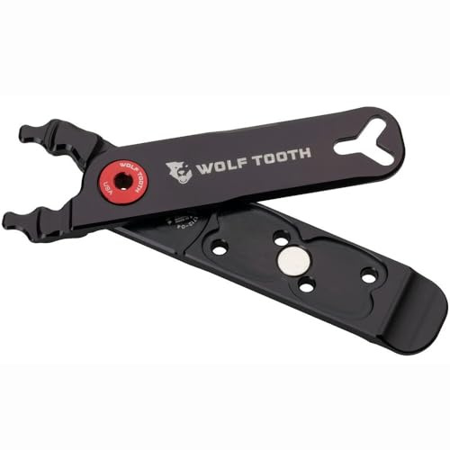 Wolf Tooth - Master Link Pliers - Pack Pliers | Bike Multi Tool Quick Link Pliers with Bike Tyre Levers, Valve Core Remover | Chain Pliers, 9/10/11/12 Speed Bicycle Repair | Red