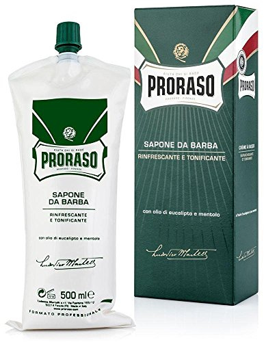 Proraso Lot de 3 tubes de savon à raser à l'huile d'eucalyptus et menthol 500 ml