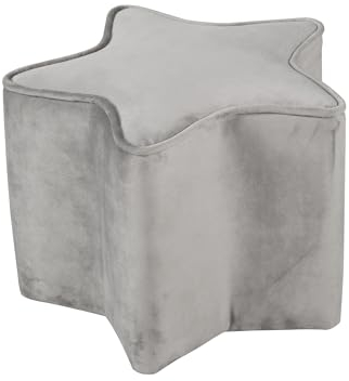 roba Kinderhocker Lil Sofa in Sternform - Bequemer Hocker in grauem Samtstoff - Polstermöbel Pouf für Kinderzimmer - Sitzhöhe 24 cm
