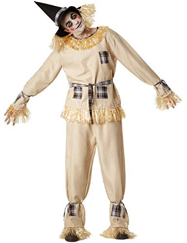 dressforfun 901035 Vogelscheuche Kostüm, Strohpuppe Verkleidung für Damen Herren, mit Hut und Kunststroh, für Fasching Karneval Halloween, beige - diverse Größen - (M | Nr. 304601)
