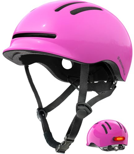 Bike Helmets for Kids 8-14,Youth Boy/Girls Bicycle Helmet with Light,Kids Bike Helmet for 6 Years + (Shiny Rose Pink,S)
