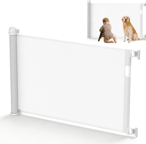 UISEBRT Türschutzgitter Ausziehbar 0-150cm, Treppenschutzgitter für Baby und Pelztiere, Kinder Schutzgitter für Innen- und Außenbereich, Weiß