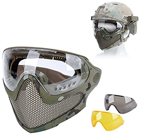 ACEXIER Airsoft Paintball Caccia Dual-mode Attrezzatura tattica Aggiornamento Maglia in acciaio Mezza maschera Maschera militare Gioco di guerra Maschera protettiva