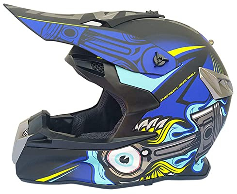 GHHTHEN Casco de Motocross Profesional, Casco de Motocross Dirt Bike Off Road, Casco de MTB de Cara Completa con máscara, Guantes, Apto para Adultos y niños I, XL
