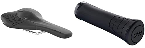 Sqlab 611 Ergowave CrMo, MTB Tech & Trail Fahrradsattel, 14 cm & Unisex – Erwachsene 711 2.0 Fahrrad Griffe, Schwarz, M