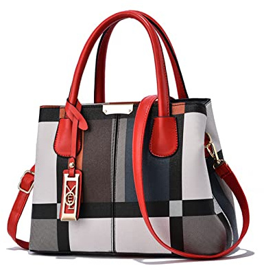 NICOLE & DORIS Sac à Main Femmes Sac Classique pour Femme Sac Epaule Multicolore Sacs Bandoulière Rayures Sacs Portés Main en PU Cuir Sac Crossbody avec Pendentif