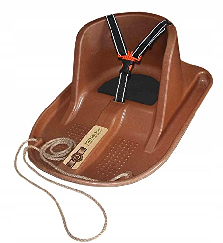 MOLTI PRO ECO Wood Schlitten für Kinder bis 4 Jahre mit Rückenlehne, Sicherheitsgurt und Zugseil Bob Rutscher Rodel für Kleinkinder