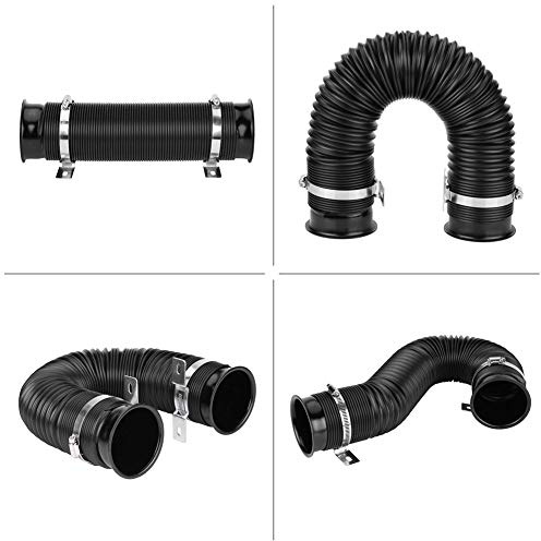 Tubo de Entrada de Aire Frío Universal para Coche, 76 mm, Flexible, Negro
