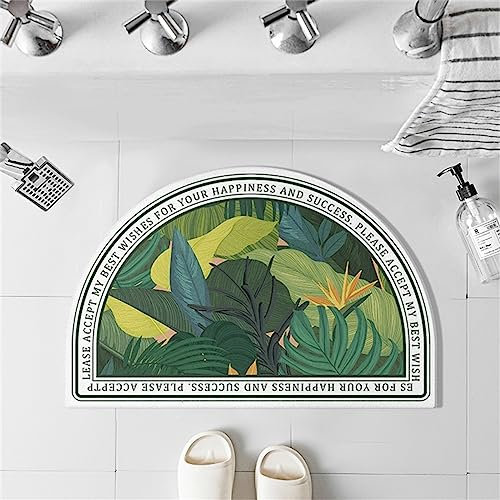 Hinnin Badezimmerteppich, Badematte rutschfest, Duschmatte rutschfest, Duschvorleger, Badvorleger Badteppich Waschbar Teppich Badezimmer, Bathroom Mat, Bath Mat Mats, Bad Teppich, Halbkreis-40x60cm