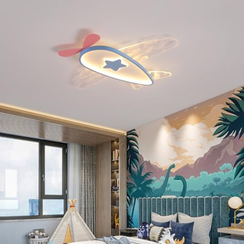 DHGIE LED Kinder Deckenlampe Cartoon-Flugzeug Kinderlampe Decke Dimmbar Mit Fernbedienung Kinderzimmer Lampe Decke Mädchen Lampen Decke Kinderzimmer Schlafzimmer Lampe Raumleuchten Kronleuchter (Colo