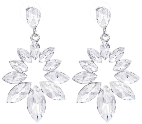 Glamours Chandelier Lustre Cristal Cluster Fleur Boucles d'oreilles - Grande Déclaration Pendants Boucles d'oreilles